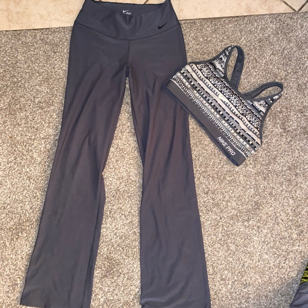 Nike grey leggings & sports bra set